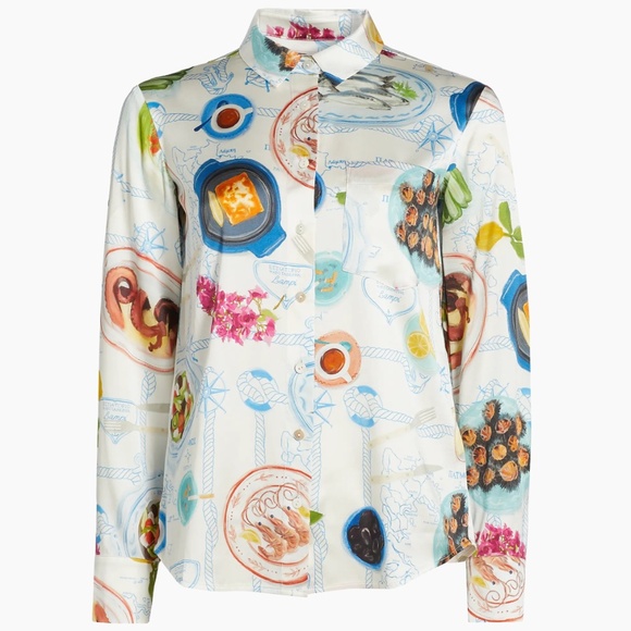 Lingua Franca  Lampi Graphic Silk Shirt - Picture 2 of 11